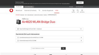 
                            2. Hilfe | Air4820 WLAN-Bridge Duo - Vodafone