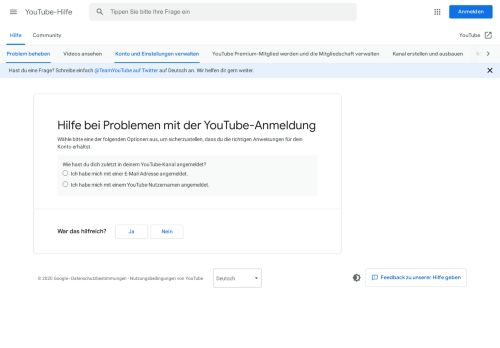 
                            2. Hilfe bei Problemen mit der YouTube-Anmeldung - YouTube-Hilfe