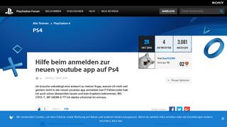 
                            1. Hilfe beim anmelden zur neuen youtube app auf Ps4 - PlayStation Forum