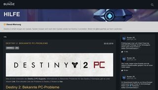 
                            1. Hilfe: Destiny 2: Bekannte PC-Probleme | Bungie.net