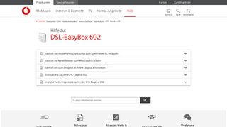 
                            2. Hilfe | DSL-EasyBox 602 - Geräte-Archiv - Vodafone
