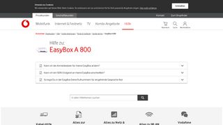 
                            1. Hilfe | EasyBox A 800 - Geräte-Archiv - Vodafone