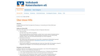 
                            12. Hilfe eBanking Private Edition - Volksbank Kaiserslautern eG