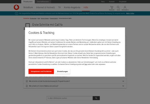 
                            2. Hilfe | Erste Schritte mit CallYa - Prepaid (CallYa) - Vodafone