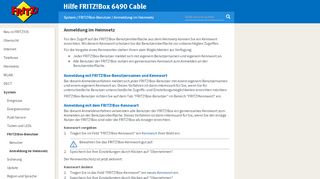 
                            5. Hilfe FRITZ!Box 6490 Cable - Anmeldung im Heimnetz