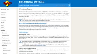 
                            4. Hilfe FRITZ!Box 6490 Cable - Werkseinstellungen