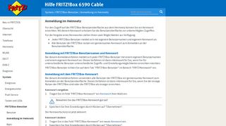 
                            1. Hilfe FRITZ!Box 6590 Cable - Anmeldung im Heimnetz