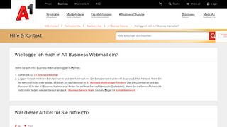 
                            3. Hilfe & Kontakt - Wie logge ich mich in A1 Business Webmail ein? | A1 ...