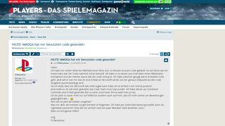 
                            13. HILFE! MMOGA hat mir benutzten code gesendet! - 4Players.de Forum