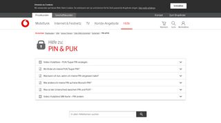
                            3. Hilfe | PIN & PUK - Sicherheit - Vodafone