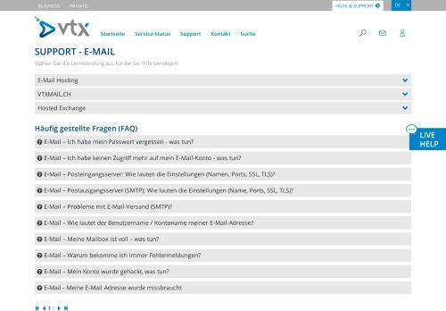 
                            2. Hilfe & Support für VTX E-Mail - vtx.ch
