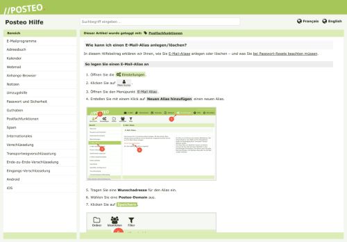 
                            1. Hilfe - Wie kann ich einen E-Mail-Alias anlegen/löschen? - posteo.de