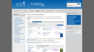 
                            9. Hilfe zu Ihrem Konto: Merkliste - UB Frankfurt