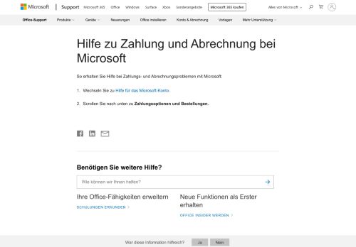 
                            2. Hilfe zu Zahlung und Abrechnung bei Microsoft