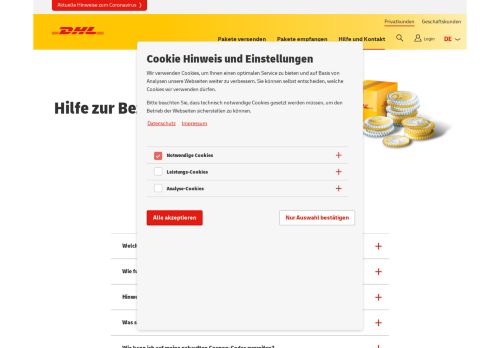 
                            13. Hilfe zur Bezahlung - DHL