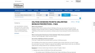 
                            3. Hilton Honors Points Unlimited Bonus Promotion - FAQ