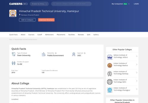 
                            8. Himachal Pradesh Technical University, Hamirpur - courses, fee, cut ...