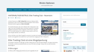 
                            6. HINTERHÄLTIGER BETRUG: Elite Trading Club ... - Binäre Optionen