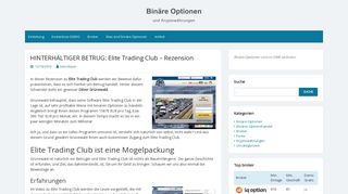 
                            3. HINTERHÄLTIGER BETRUG: Elite Trading Club – Rezension | Binäre ...