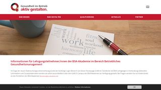 
                            9. Hinweis für BSA-Teilnehmer - Gesundheit im Betrieb selbst gestalten