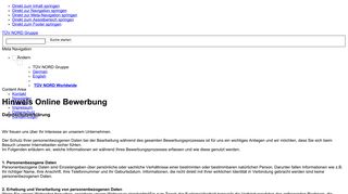 
                            8. Hinweis Online Bewerbung - Stellenangebote - TÜV Nord