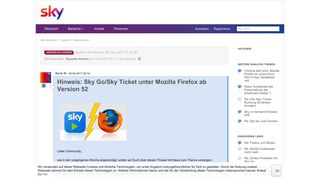 
                            1. Hinweis: Sky Go/Sky Ticket unter Mozilla Firefo... | Sky & Friends