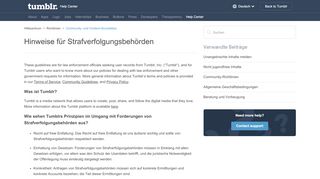 
                            6. Hinweise für Strafverfolgungsbehörden – Hilfezentrum - Tumblr