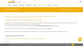
                            8. Hinweise zur Abschaltung von Solar-Log Web Classic 1 (Solar-Log ...