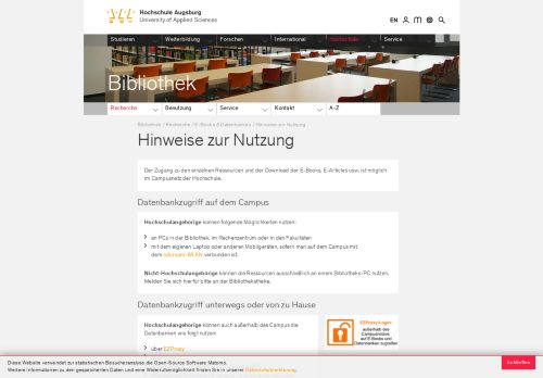 
                            7. Hinweise zur Nutzung - Hochschule Augsburg