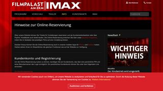 
                            2. Hinweise zur Online-Reservierung - Filmpalast am ZKM