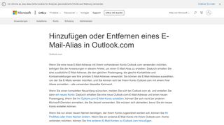 
                            3. Hinzufügen oder Entfernen eines E-Mail-Alias in Outlook.com - Outlook