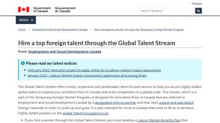 
                            11. Hire a temporary foreign worker through the Global Talent Stream ...
