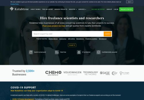 
                            12. Hire freelance scientists and researchers at Kolabtree