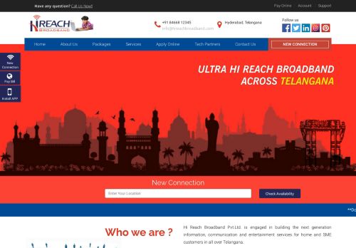 
                            7. Hireach Broadband |High speed internet service provider in India