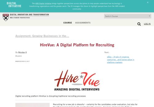 
                            5. HireVue: A Digital Platform for Recruiting – Digital Innovation and ...