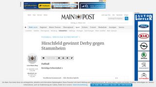 
                            10. Hirschfeld gewinnt Derby gegen Stammheim - Main-Post