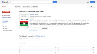 
                            11. Historical Dictionary of Malawi  - Google بکس کا نتیجہ