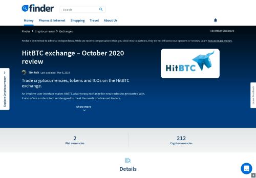 
                            10. HitBTC exchange - 2019 review | Buy BTC with USD/EUR | finder