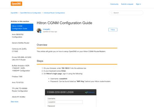 
                            11. Hitron CGNM Configuration Guide – OpenDNS