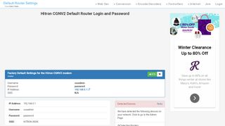 
                            5. Hitron CGNV2 Default Router Login and Password - Clean CSS