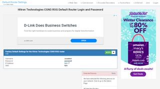
                            4. Hitron Technologies CGN3 ROG Default Router Login and Password