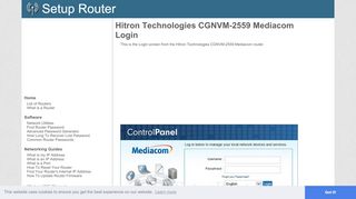 
                            6. Hitron Technologies CGNVM-2559 Mediacom Screenshot Login