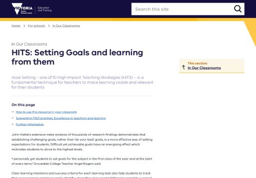 
                            7. HITS: Setting Goals and learning from them