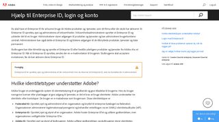 
                            9. Hjælp til Enterprise ID, log-in og konto - Adobe Help Center