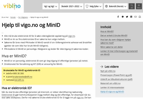
                            4. Hjelp til vigo.no og MinID | Videregående opplæring - vilbli.no