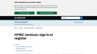 
                            7. HMRC services: sign in or register: Problems signing in - GOV.UK