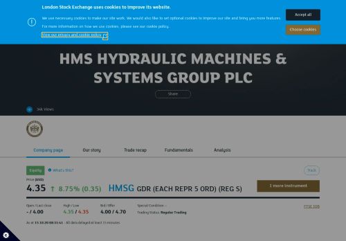 
                            13. HMS HYDRAULIC S share price (HMSG) - London Stock ...