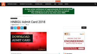 
                            9. HNBGU Admit Card 2018 | AglaSem Admission