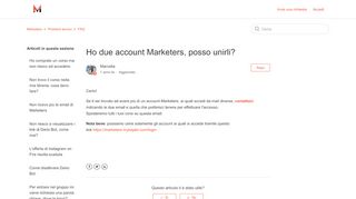 
                            12. Ho due account Marketers, posso unirli? – Marketers