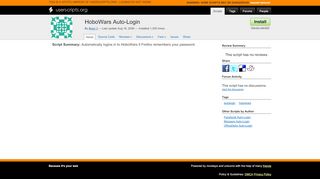 
                            9. HoboWars Auto-Login for Greasemonkey - Userscripts.org